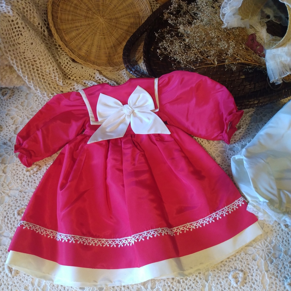 Vintage Pink and White Kids Formal Dress